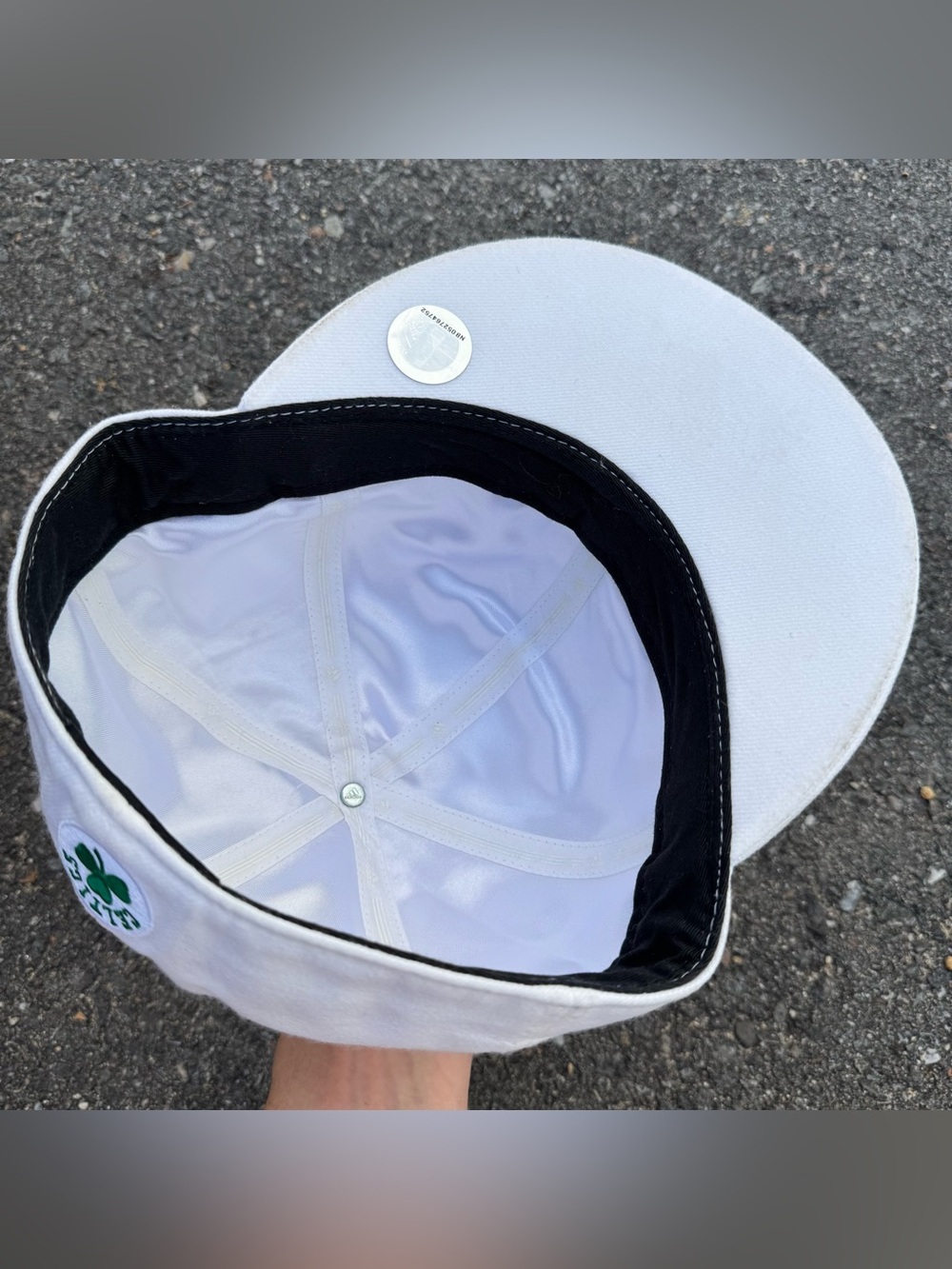 Boston Celtics Adidas Fitted Hat 7 1/4 Adult Men NBA White Clover Playoffs - Picture 4 of 10